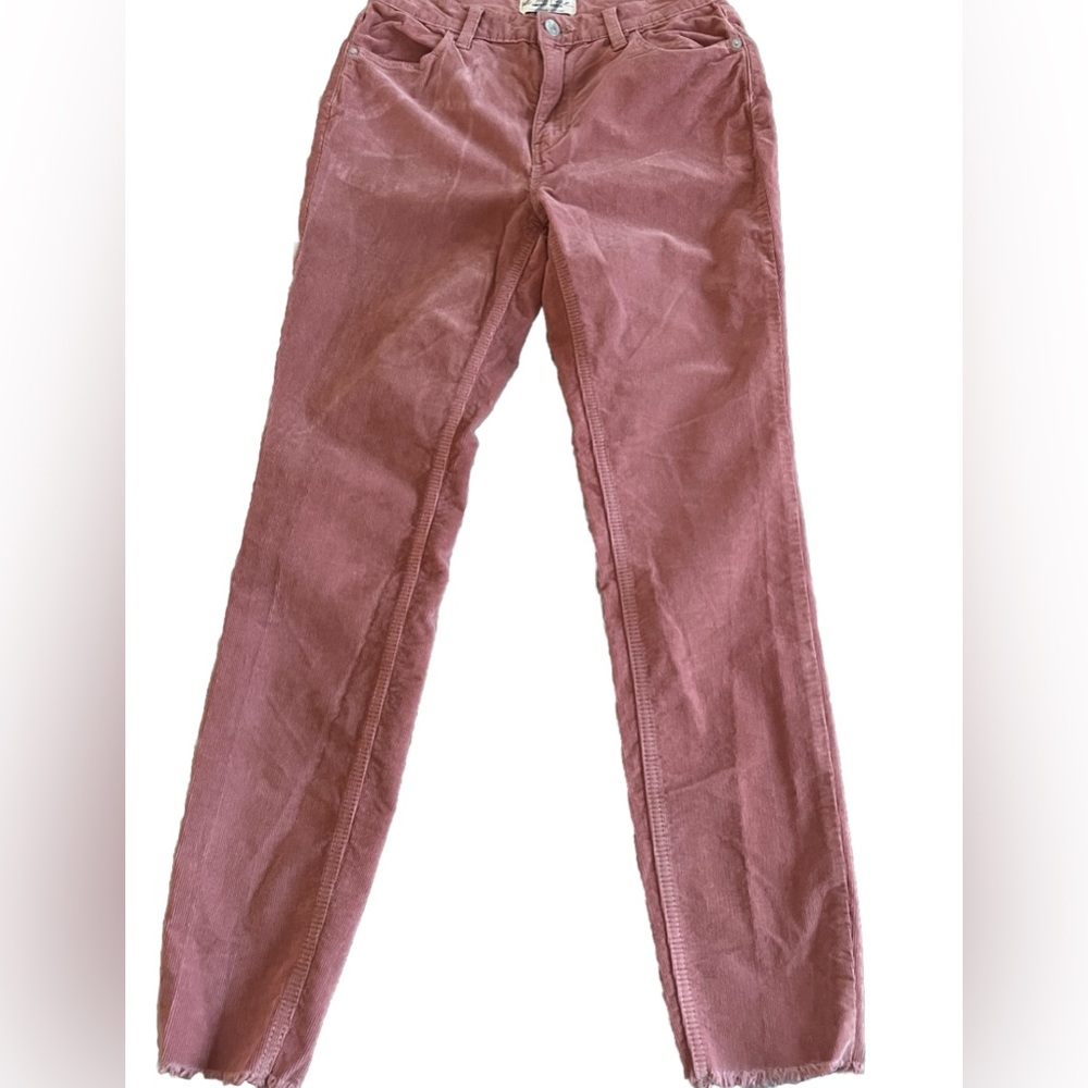 WE THE FREE - Free People Dusty Pink Frayed Hem Corduroy Skinny Pants 27  29x28